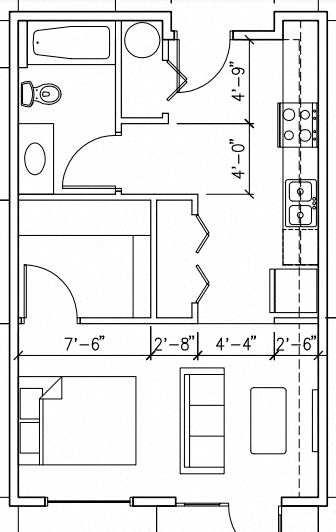 Floor plan for studio, 1 bath, 459 sqft